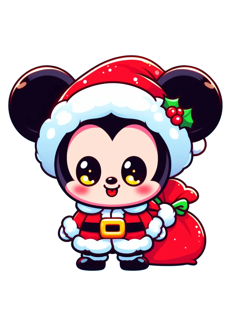 Mickey Mouse Chibi de Papai Noel PNG transparente