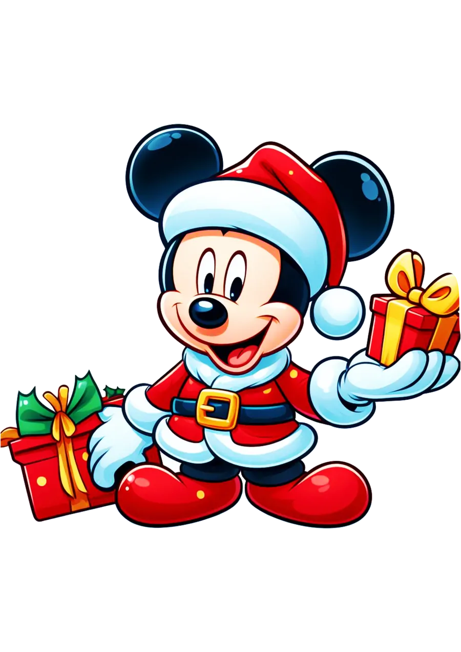 Mickey Mouse com Presentes de Natal PNG transparente