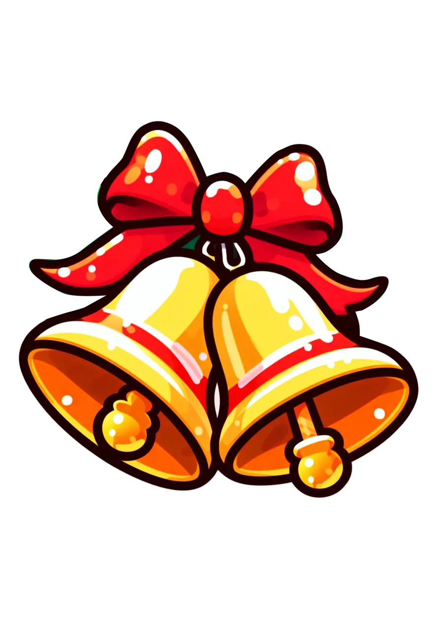 Sinos de Natal Dourados com Laço Vermelho PNG transparente