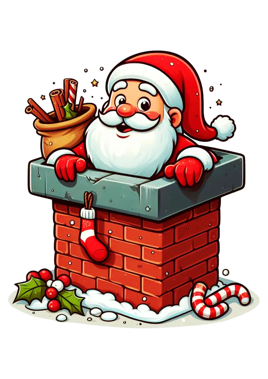 Papai Noel na Chaminé PNG transparente