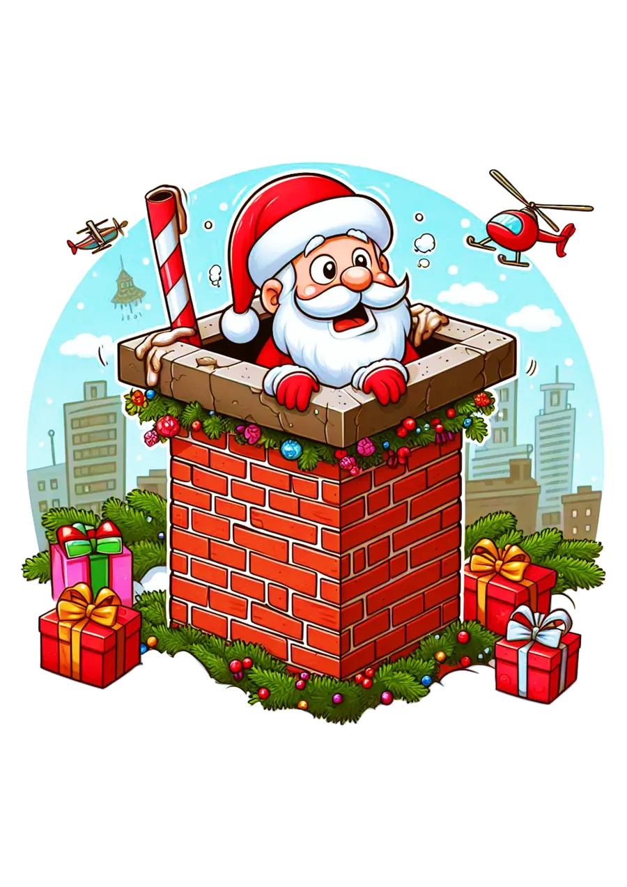 Papai Noel na Chaminé com Presentes PNG transparente