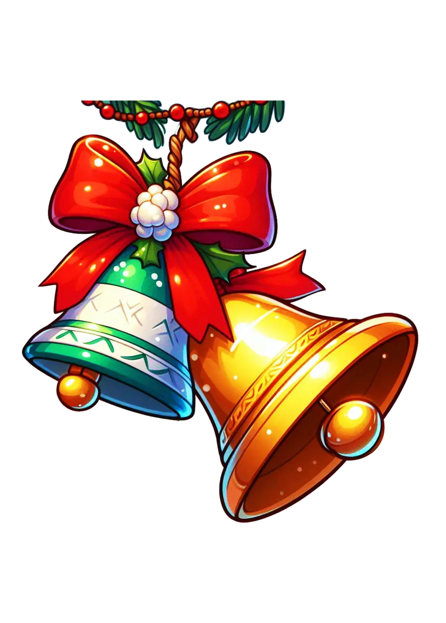 Sino de Natal com Laço Vermelho PNG transparente