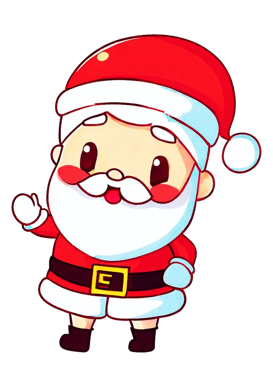 Papai Noel Acenando com Gorro e Barba Branca PNG transparente