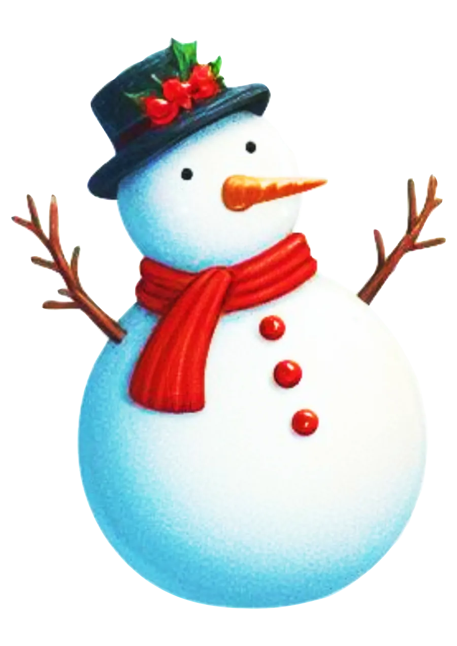 Boneco de Neve com Cartola e Cachecol PNG transparente