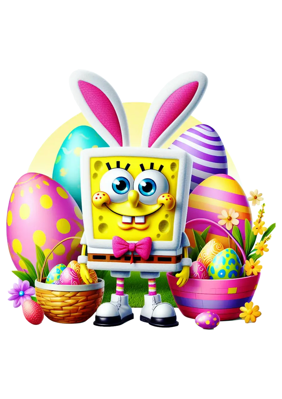 Bob Esponja Coelhinho da Pascoa com Ovos PNG transparente