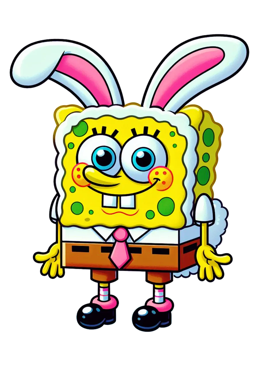 Bob Esponja com Orelhas de Coelhinho Fofinho PNG transparente