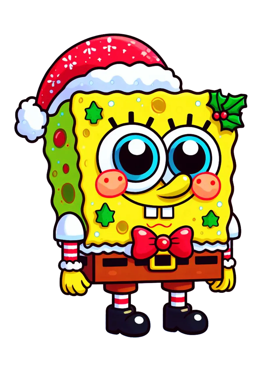 Bob Esponja com Chapeu de Natal PNG transparente
