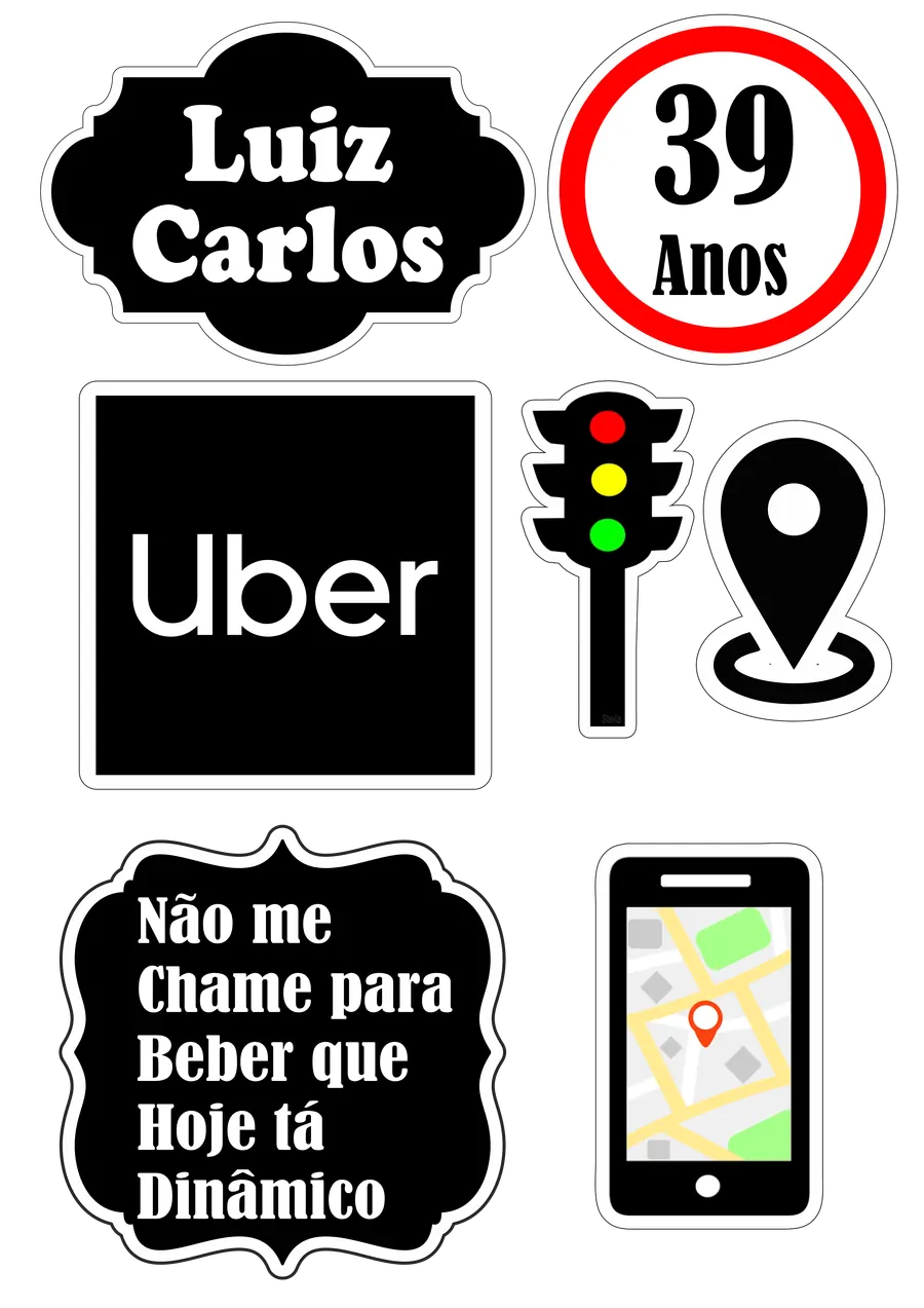 Topo de Bolo Tema Uber PNG transparente