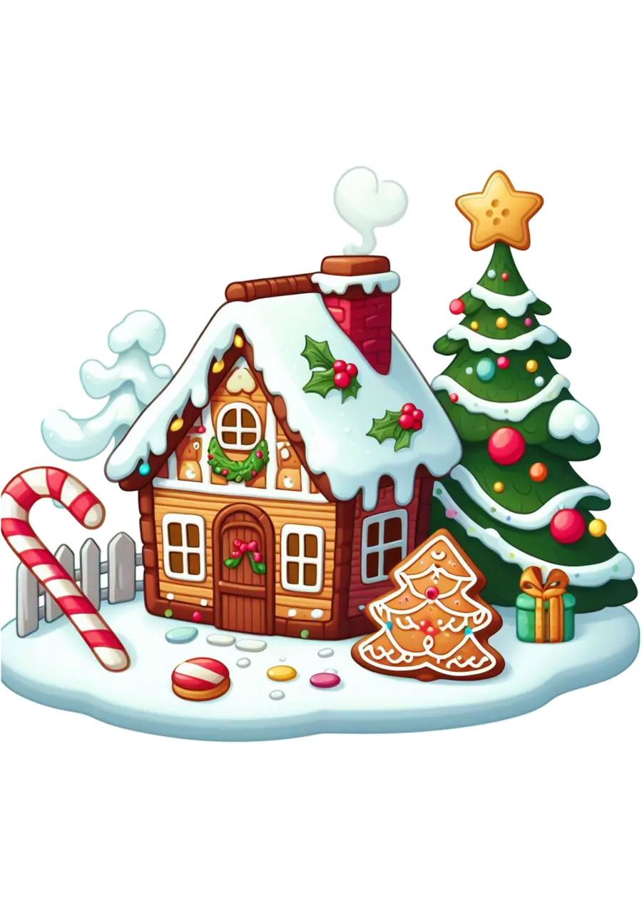 Vila de Biscoito com Árvore de Natal PNG transparente