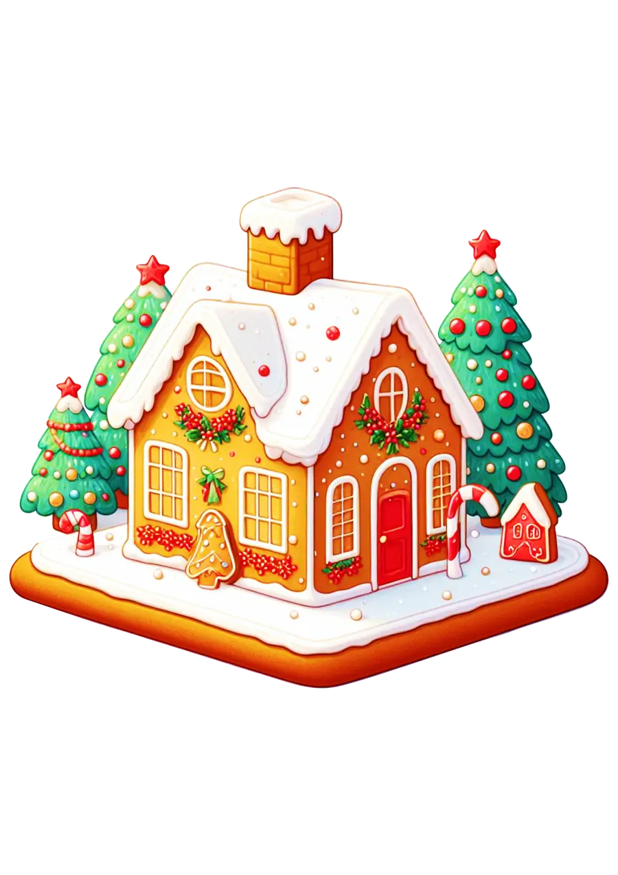 Casa de Gingerbread Decorada de Natal PNG transparente