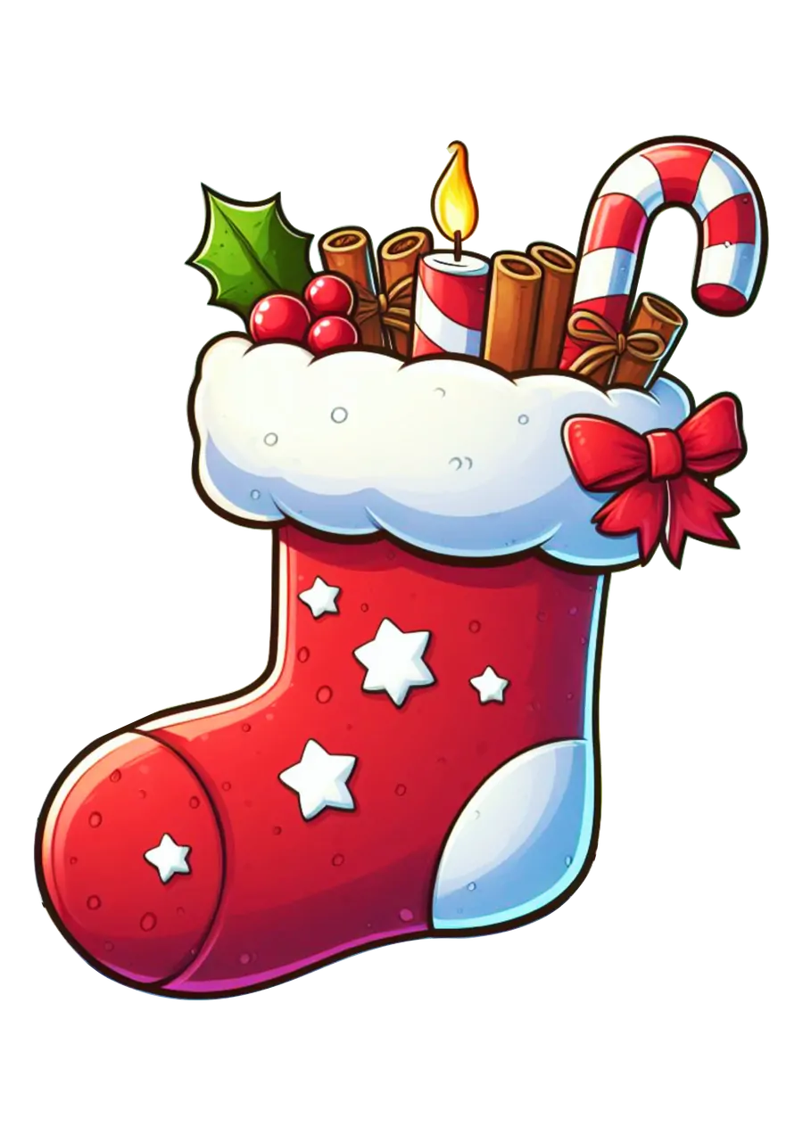 Bota de Natal Recheada de Doces PNG transparente
