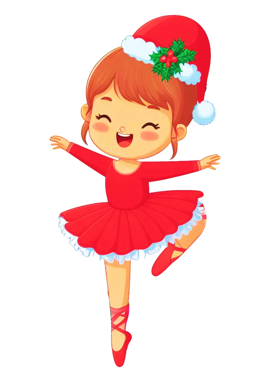 Bailarina Ruiva Dançando no Natal PNG transparente