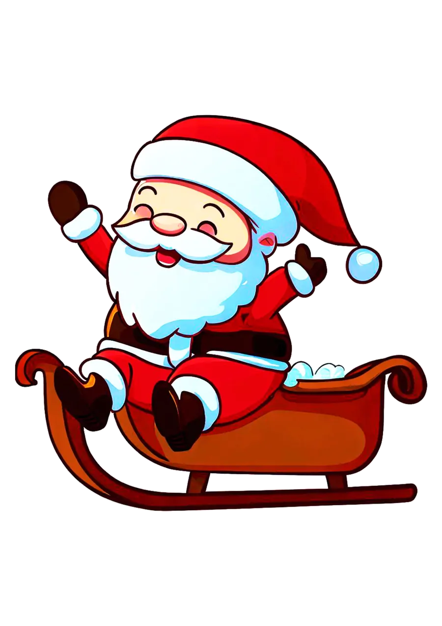 Papai Noel Alegre no Trenó PNG transparente