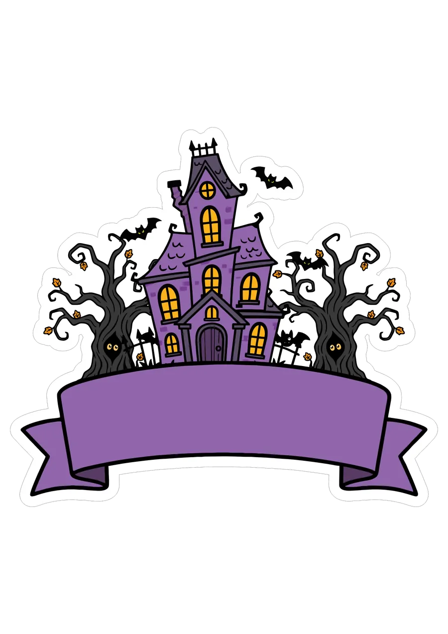 Casa Assombrada de Halloween com Faixa PNG transparente