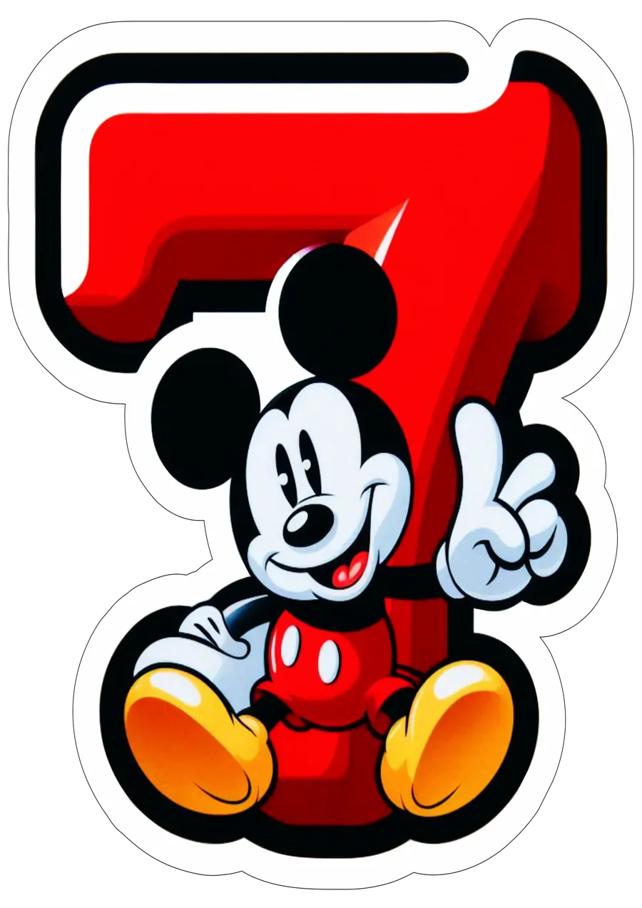 Mickey Mouse com Número 7 PNG transparente