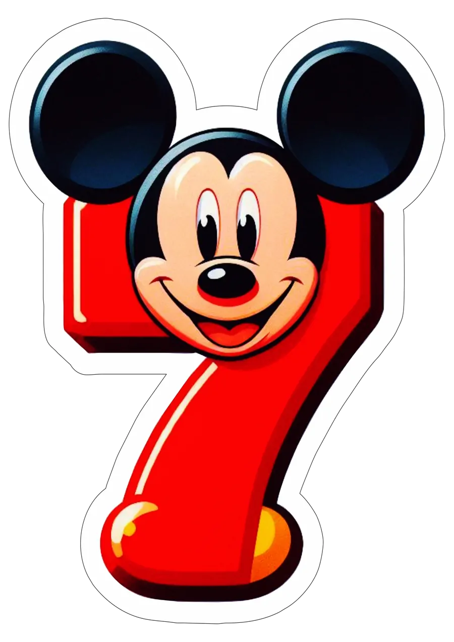 Número 7 com Rosto do Mickey PNG transparente