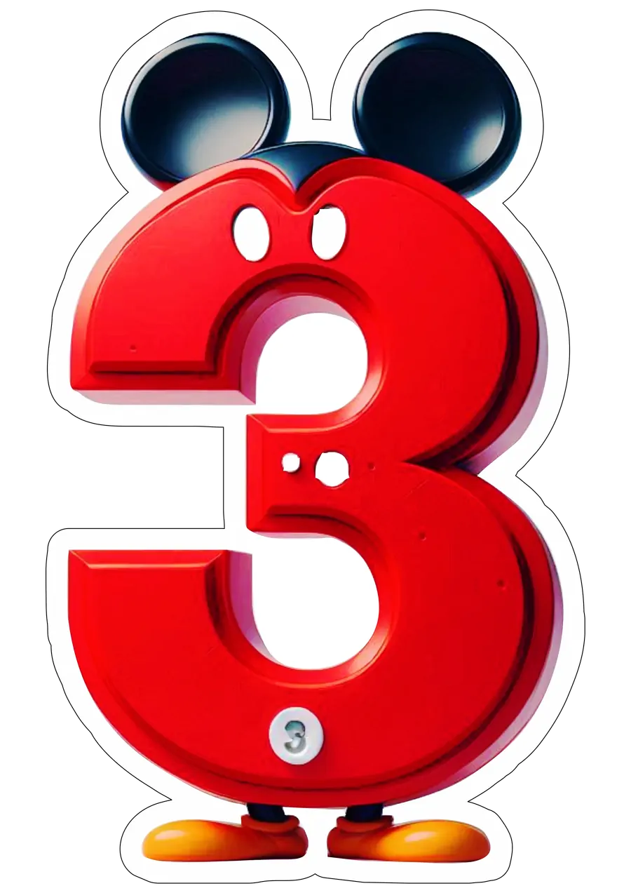 Número Três Estilizado Mickey PNG transparente