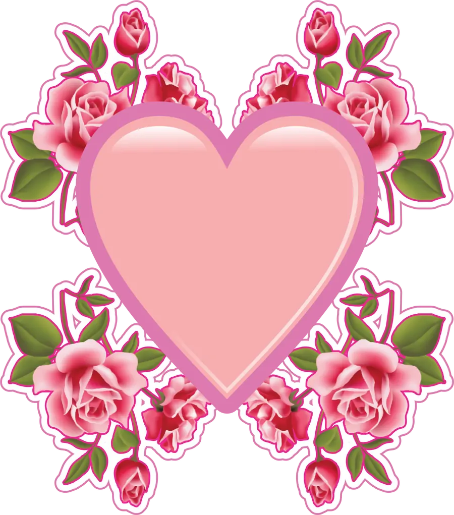 Coracao Rosa Com Rosas PNG transparente