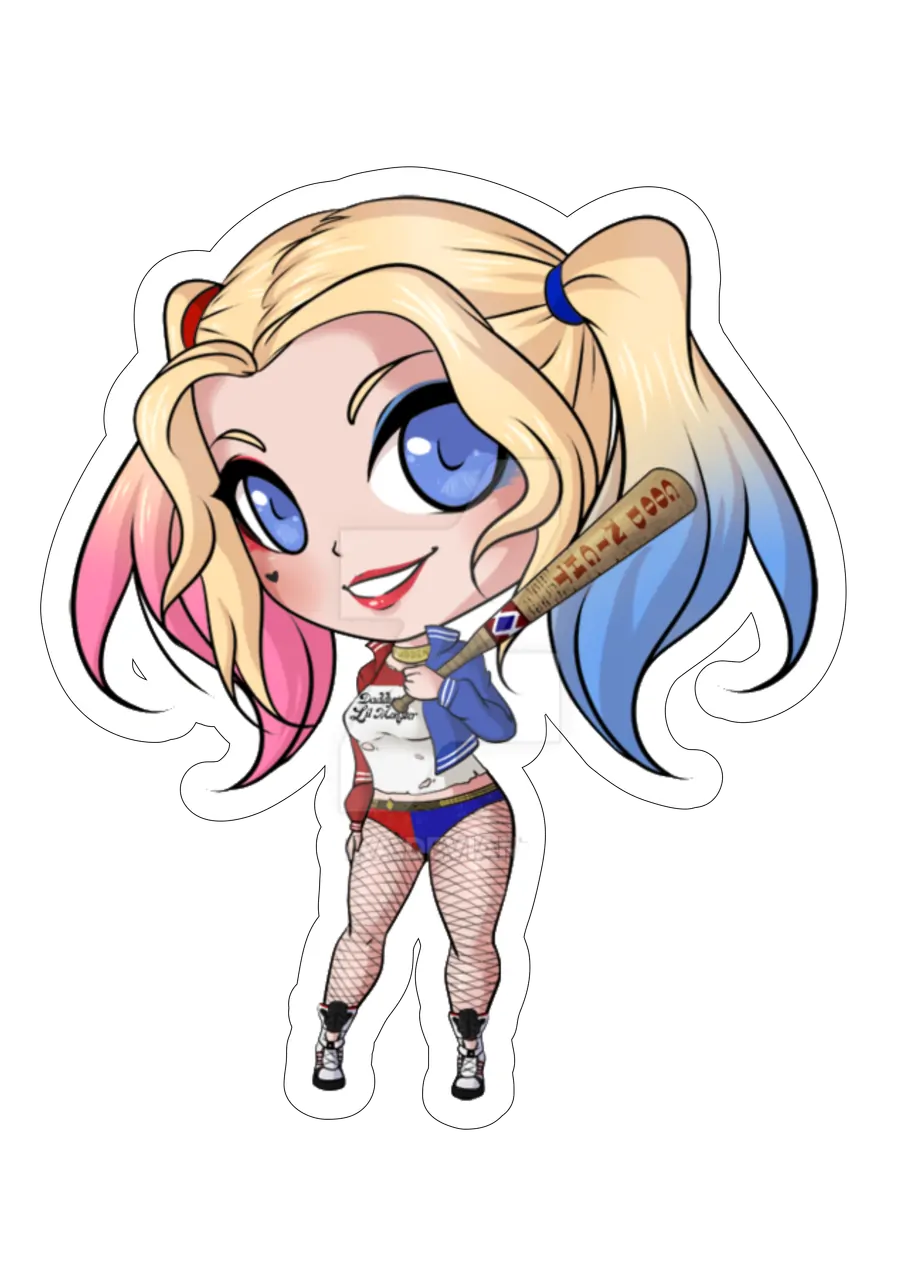 Arlequina Chibi Fofinha Desenho PNG transparente