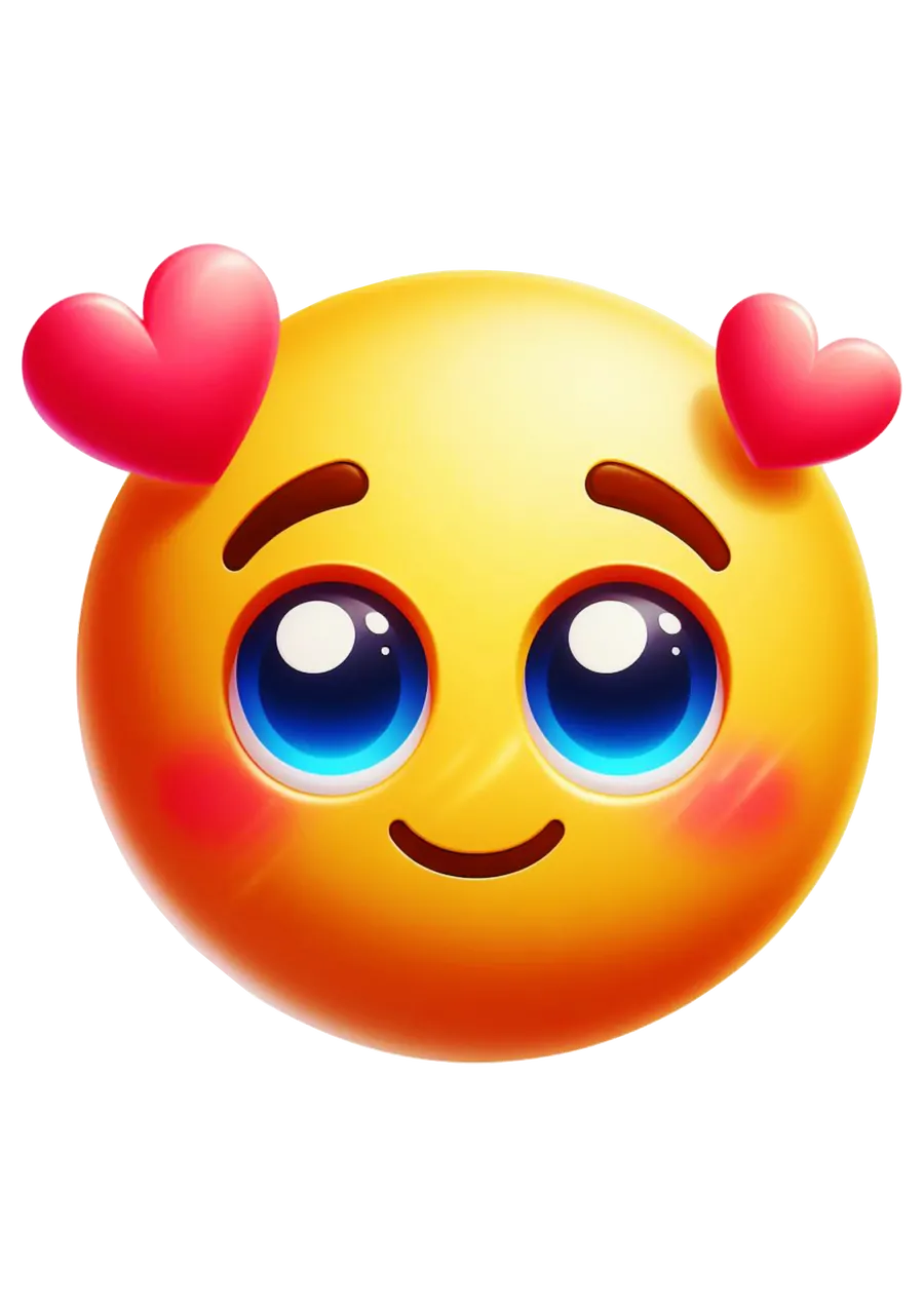 Emoji Apaixonado com Corações PNG transparente