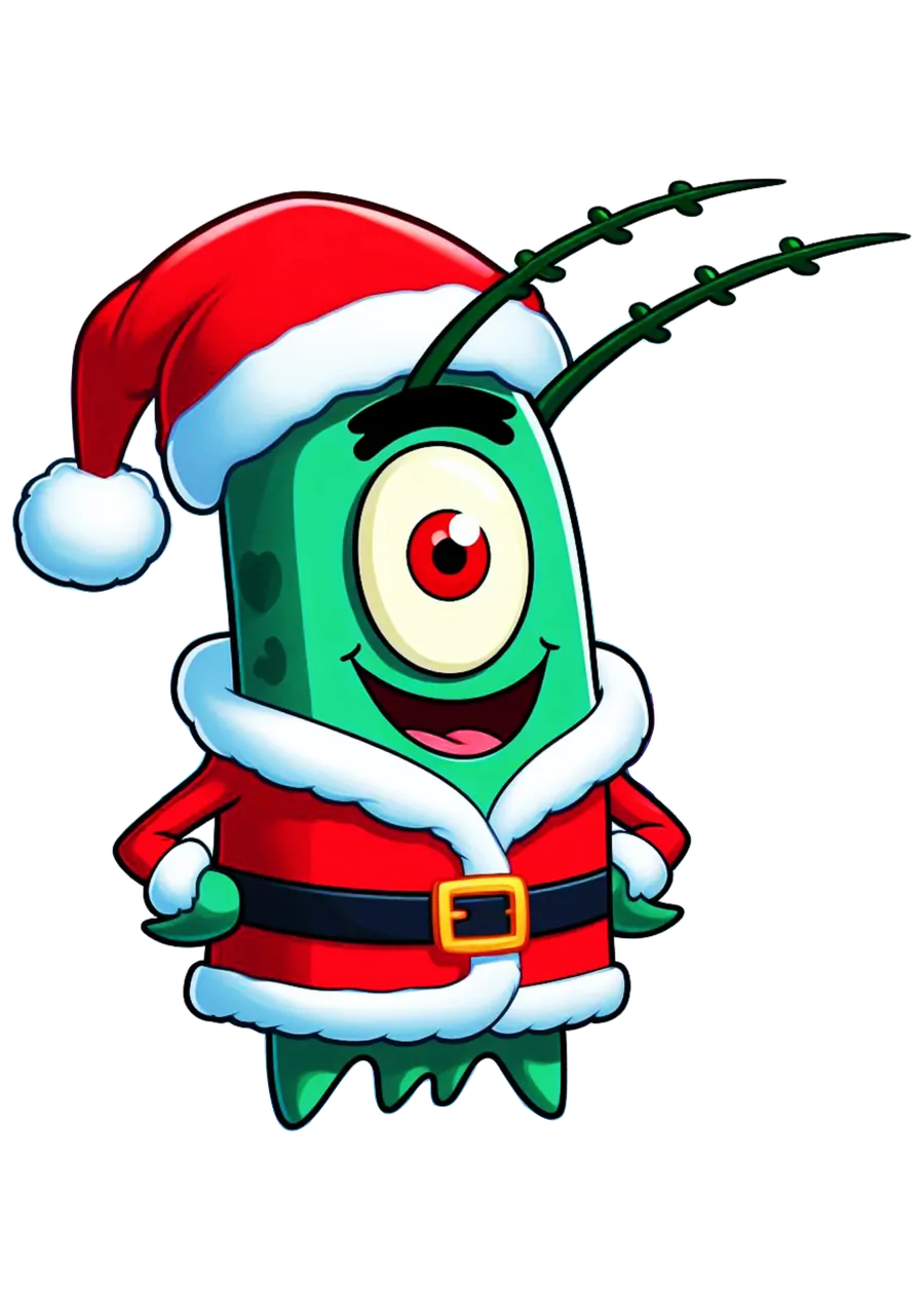 Plankton com Roupa Natalina PNG transparente