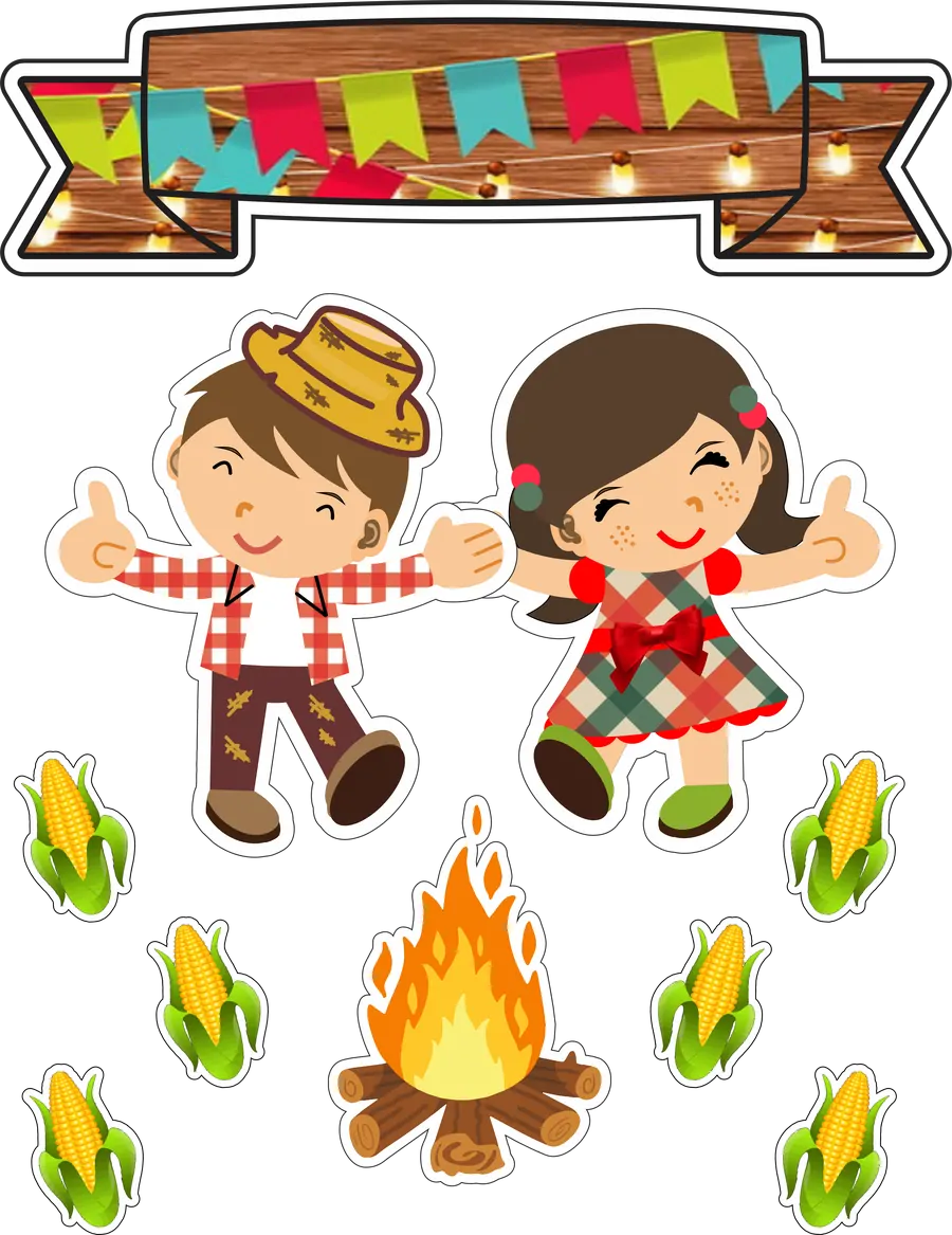 Topo de Bolo Festa Junina PNG transparente
