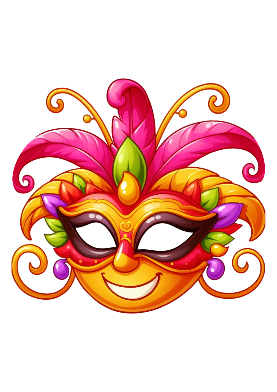 Máscara de Carnaval Colorida com Plumas PNG transparente