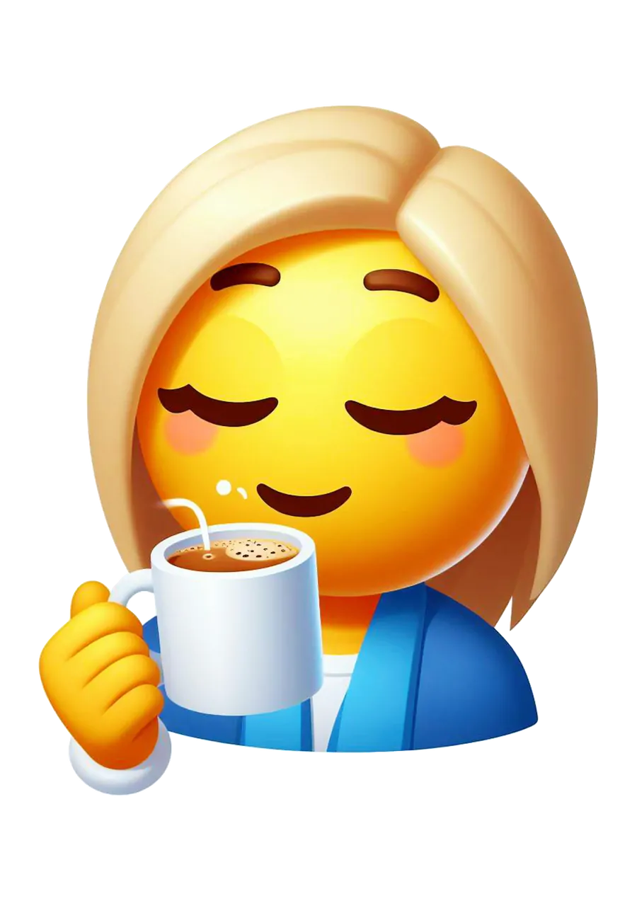 Emoji Loiura Tomando Café PNG transparente