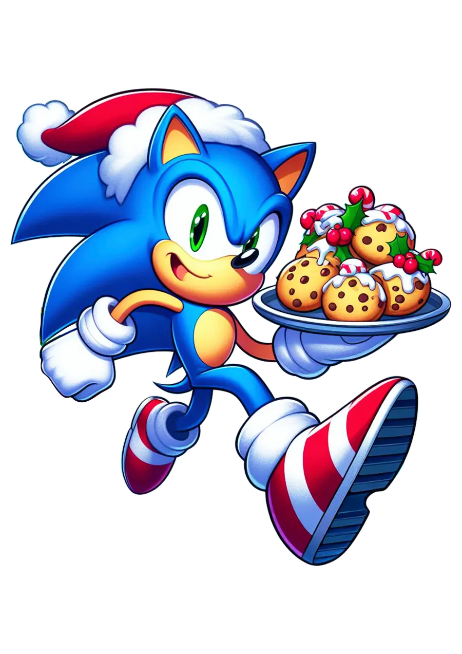 Sonic com Chapéu de Natal PNG transparente