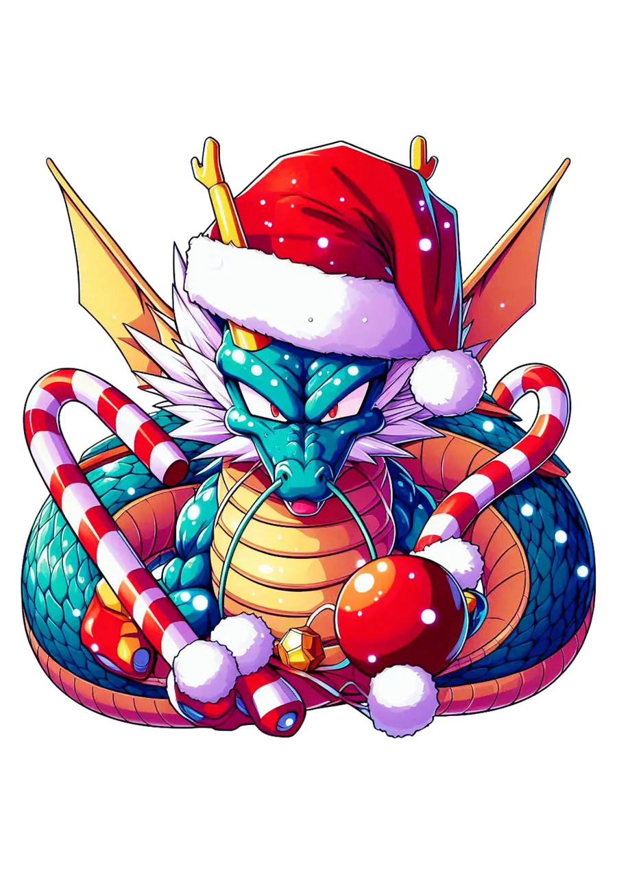 Shenlong com Gorro de Papai Noel PNG transparente