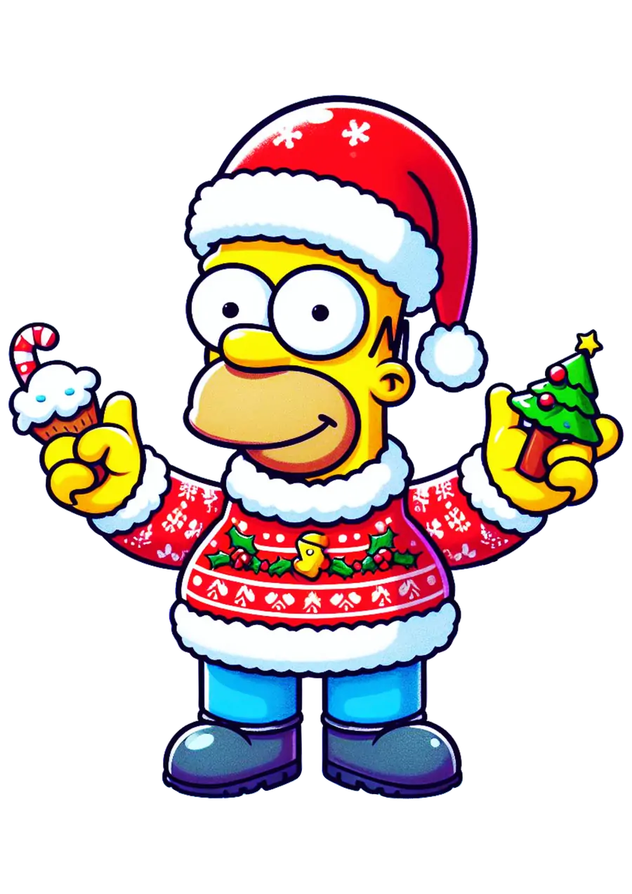 Homer Simpson com Roupa de Natal PNG transparente