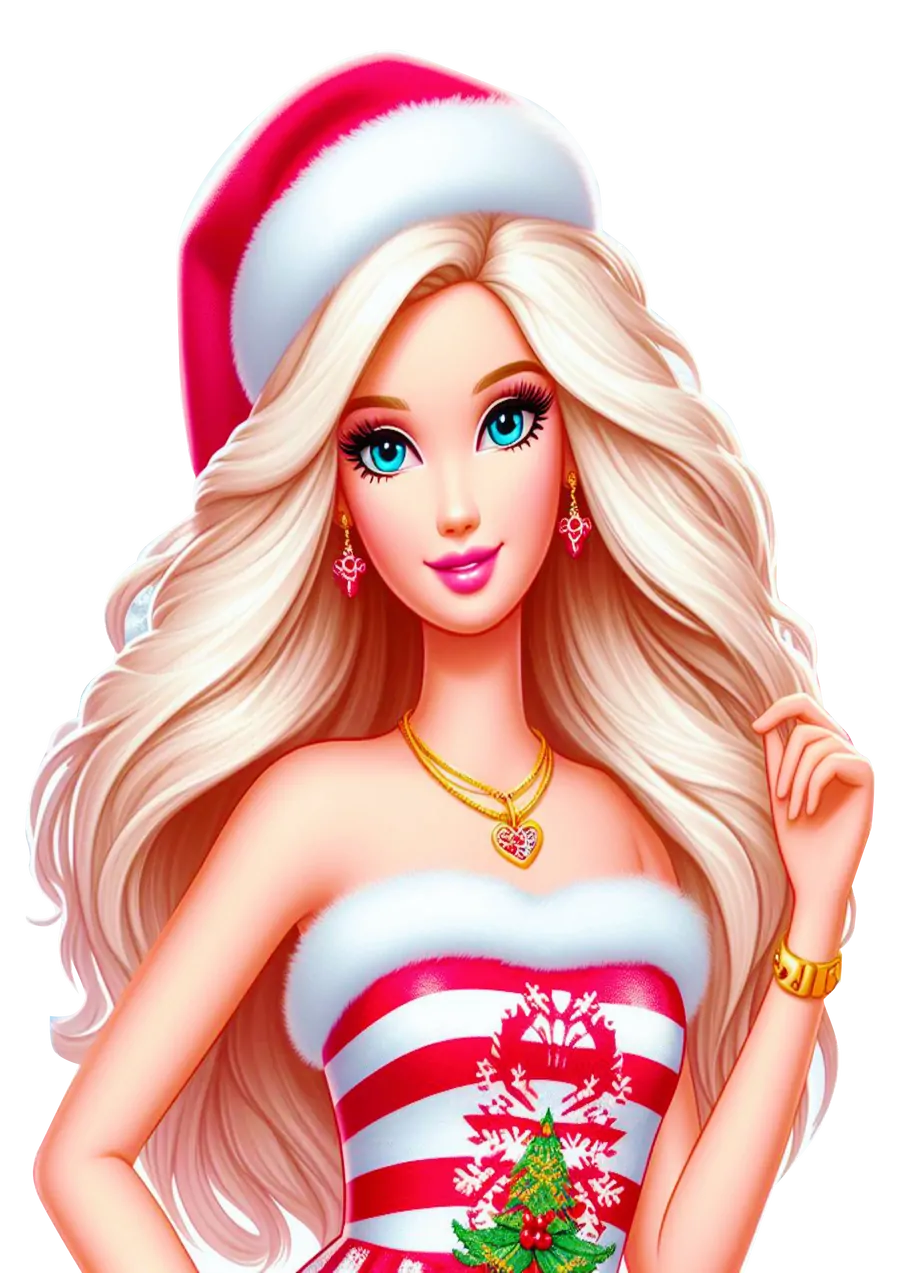 Barbie com Vestido de Natal PNG transparente
