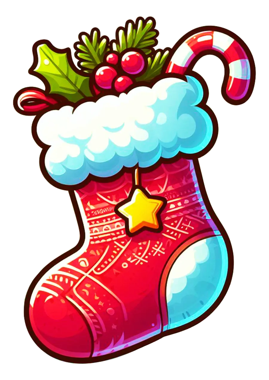 Meia de Natal com Estrela PNG transparente