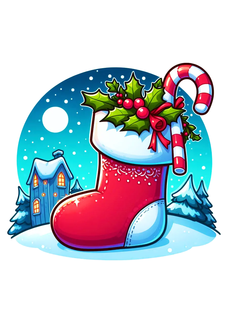 Meia de Natal em Noite Nevada PNG transparente
