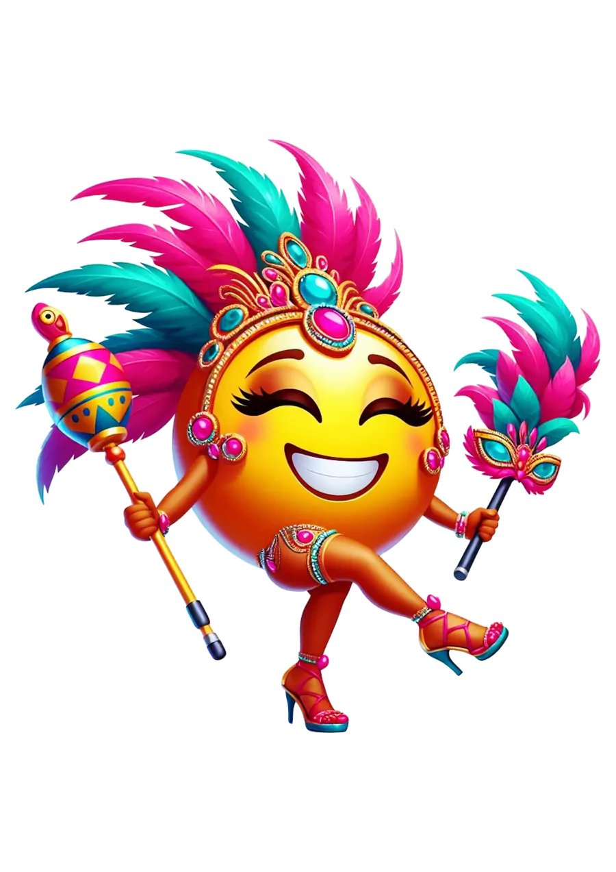 Emoji de Carnaval Sambando PNG transparente