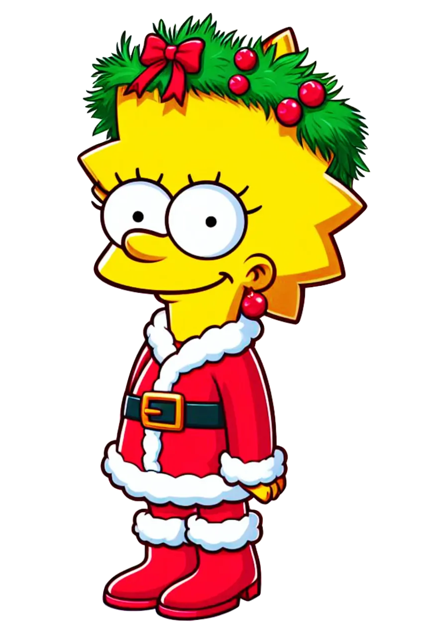Lisa Simpson com Guirlanda Natalina PNG transparente