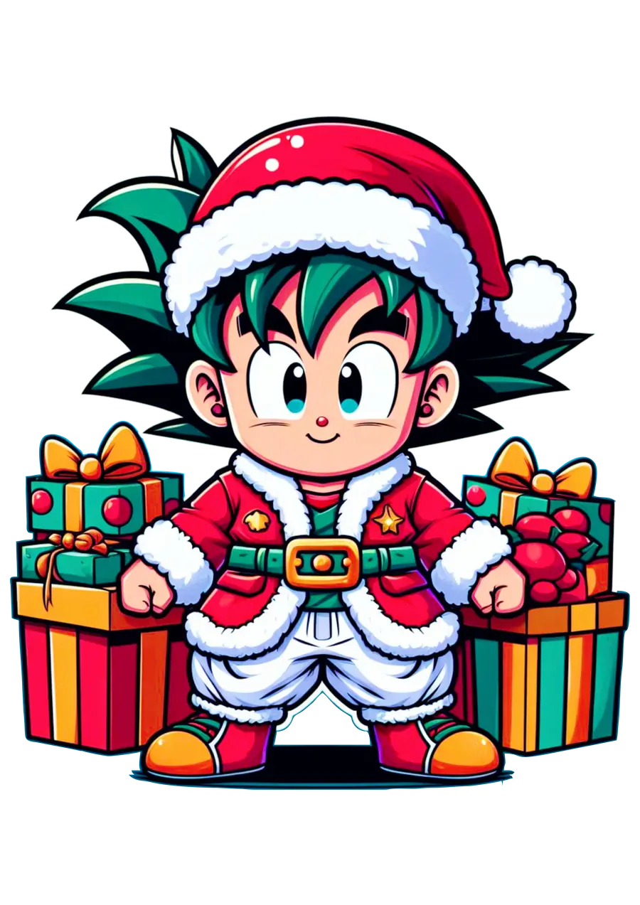Goku Menino com Roupa de Natal PNG transparente