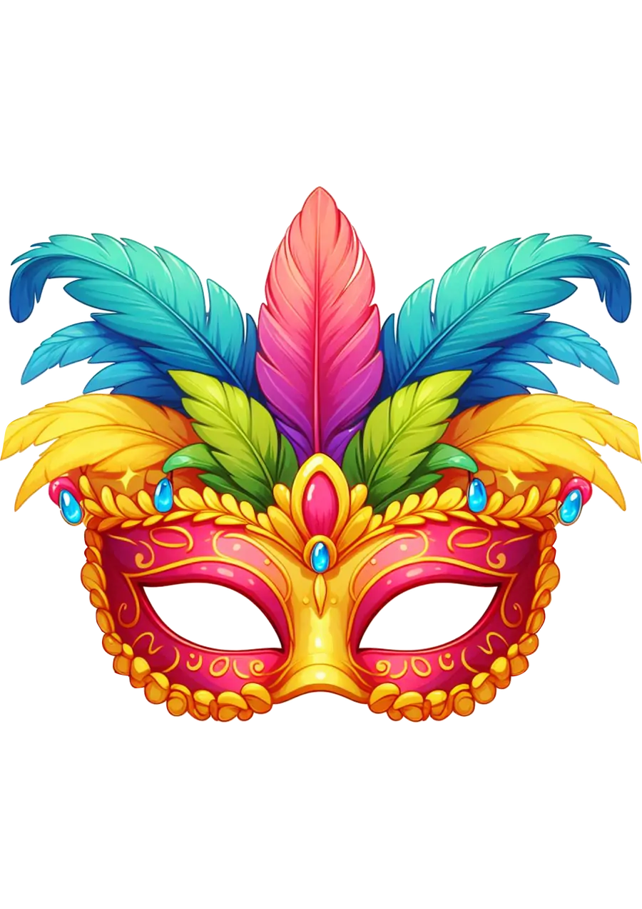 Máscara de Carnaval com Plumas PNG transparente