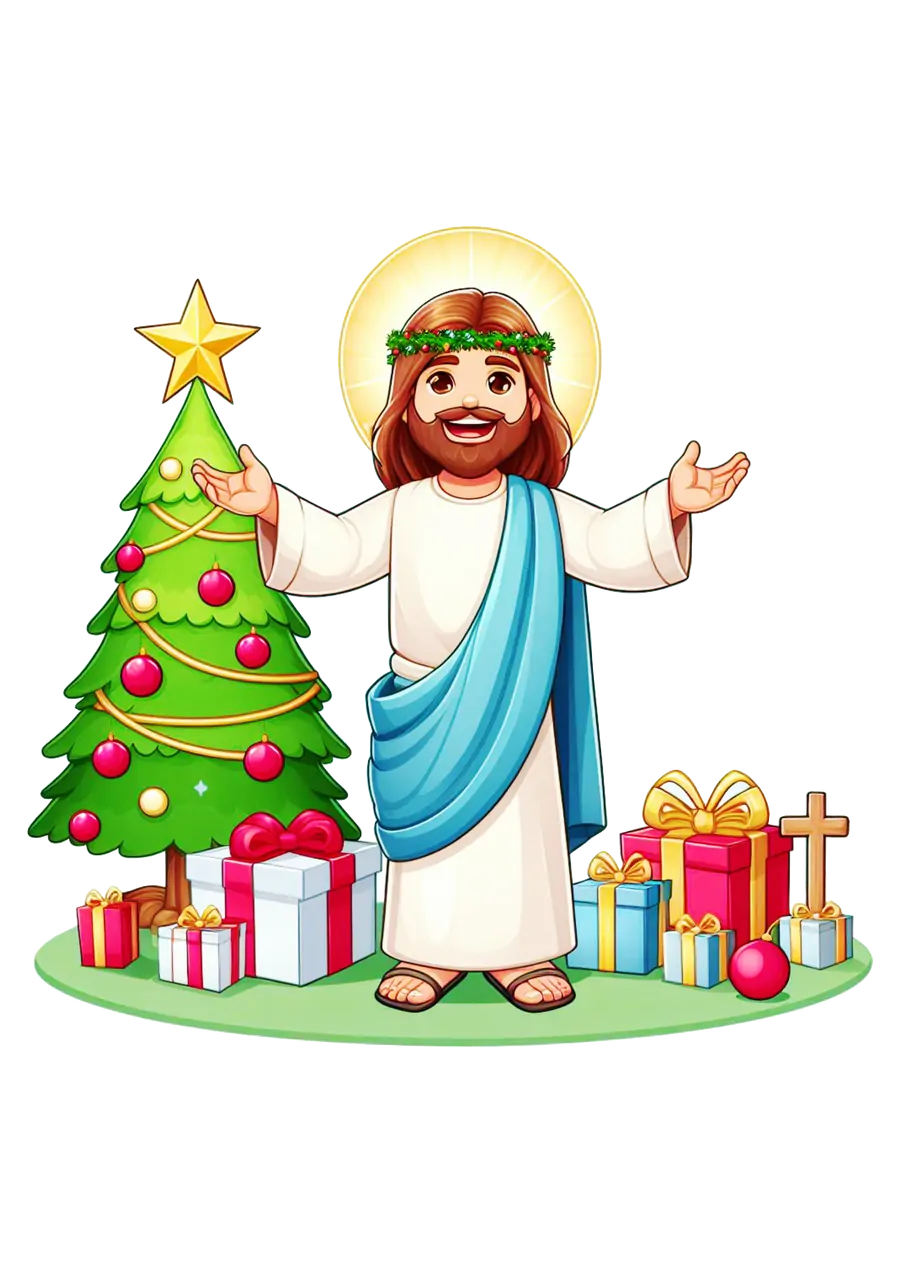 Jesus Cristo comArvore de Natal PNG transparente