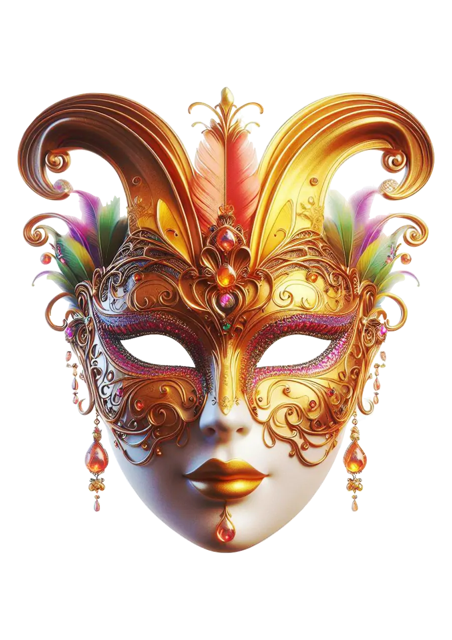 Mácara de Carnaval Dourada Luxuosa PNG transparente