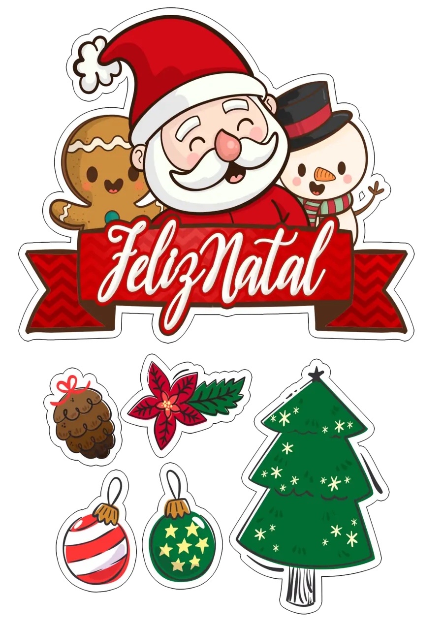 Topo de Bolo Feliz Natal PNG transparente