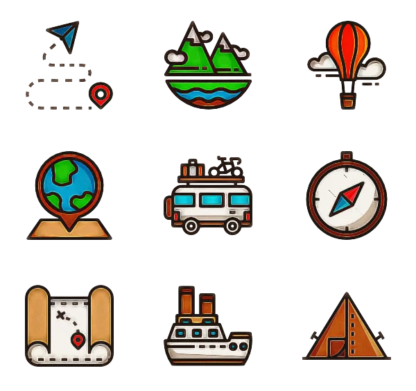 Ícones de Viagem PNG transparente