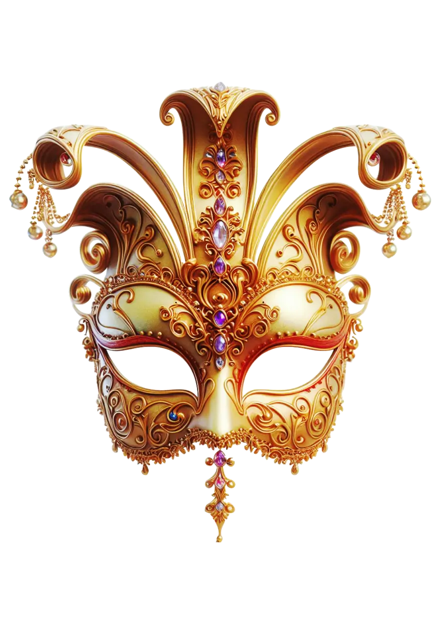 Máscara de Carnaval Dourada com Pedras PNG transparente
