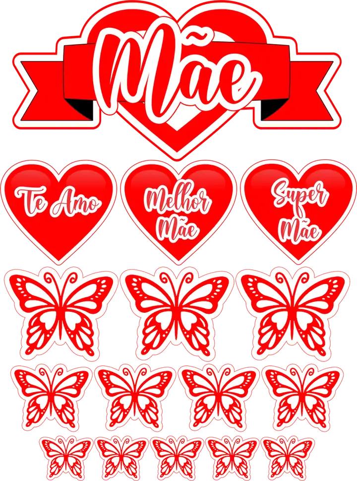 Topo de Bolo Dia das Mães PNG transparente