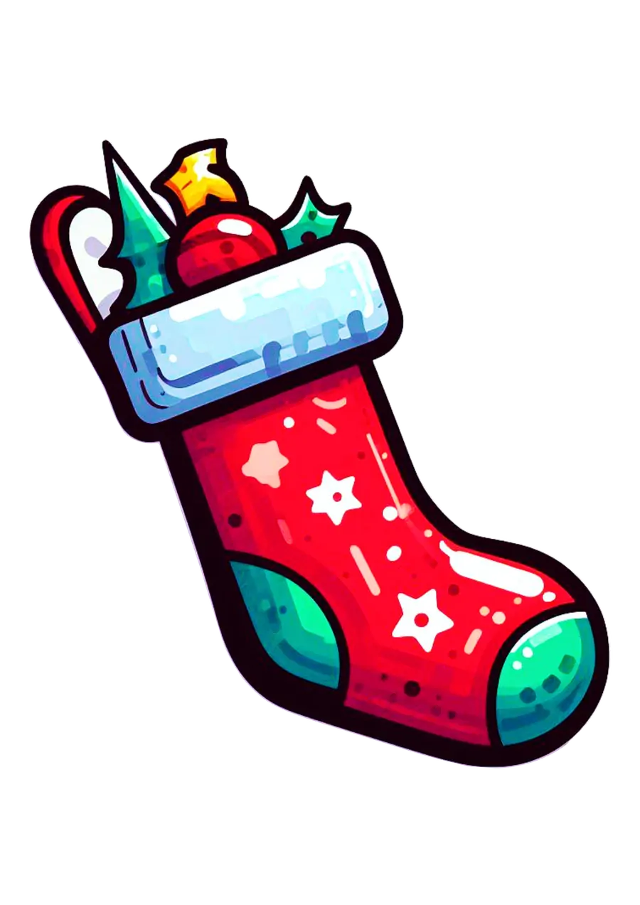 Meia de Natal Decorada Ícone PNG transparente