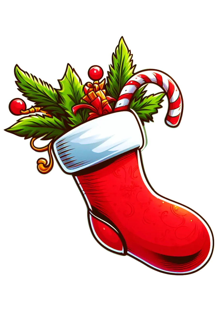 Meia de Natal com Pinheiro PNG transparente