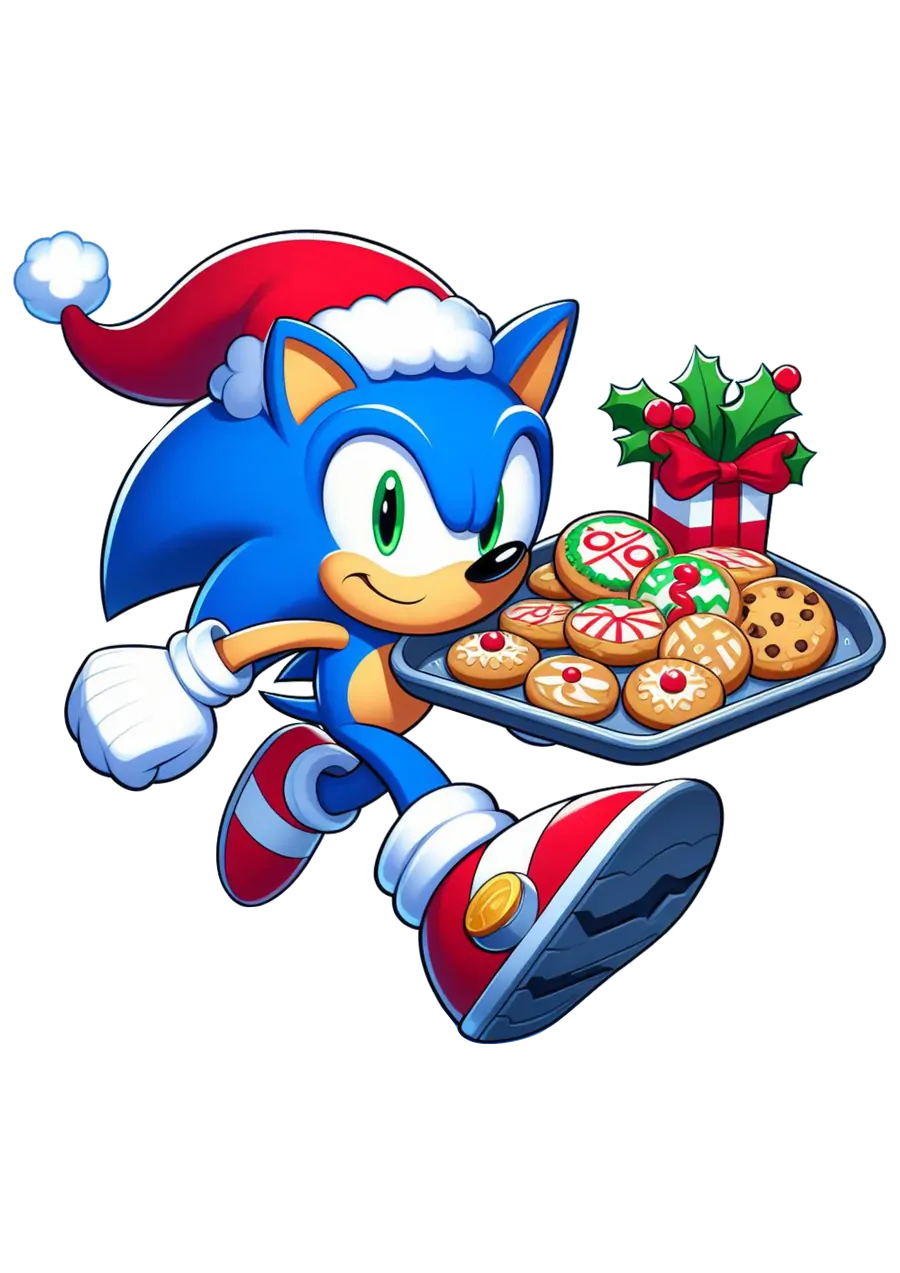 Sonic Correndo com Bandeja de Biscoitos PNG transparente