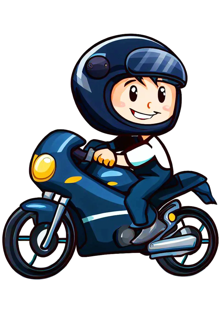 Motoboy Pilotando Moto com Capacete PNG transparente