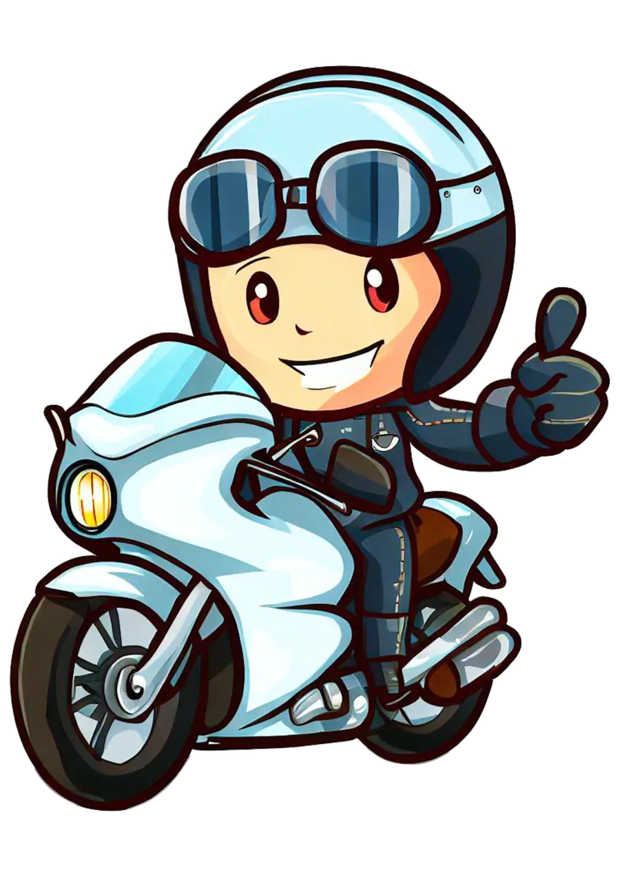 Motoboy Comemorando com Moto Branca PNG transparente