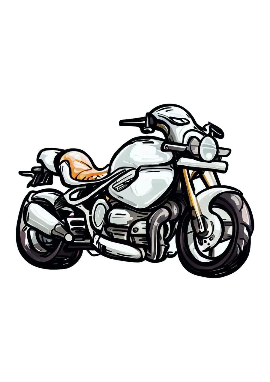 Moto Esportiva Branca e Prata PNG transparente